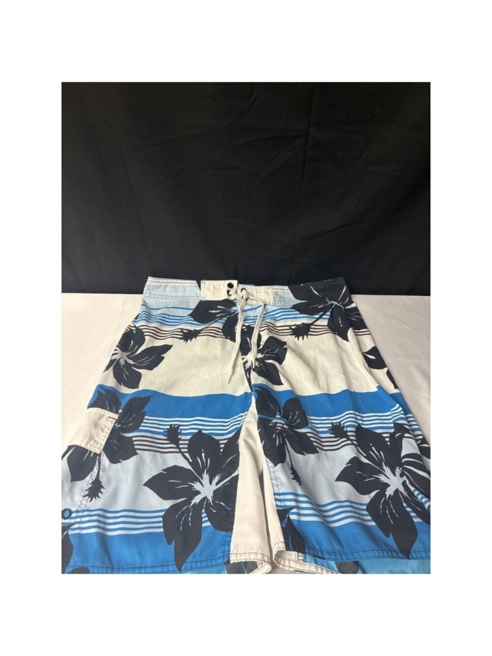 Joe Boxer Mens Floral Print Swim Trunks Blue White Board Shorts Size 32